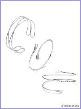 3Pcs Gold Arm Cuff for Women Copper Upper Arm Bracelet Set Adjustable